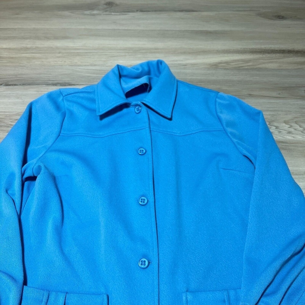 Vintage Acrylic Jacket Womens Large Blue‎ Long Sleeve Button Front 70s Style - Picture 4 of 6